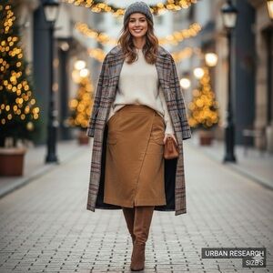 Urban Research Corduroy Midi Skirt | Tan Brown | Size S (JP 38)